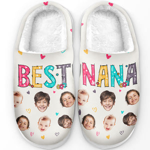 Chaussons personnalisés avec photo « Meilleure grand-mère de tous les temps » - Chaussons moelleux personnalisés pour la famille - Cadeau pour maman et grand-mère