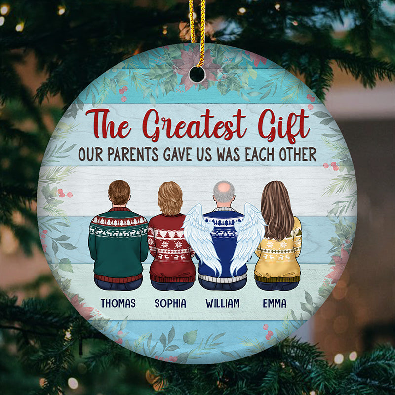La famille est ma plus grande bénédiction terrestre - Ornement commémoratif personnalisé - Forme ronde en céramique - Cadeau de Noël, cadeau de condoléances pour les membres de la famille