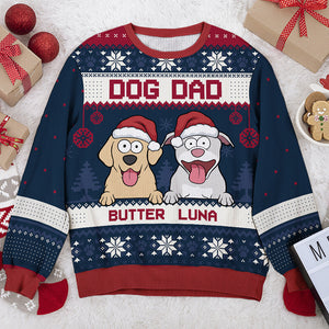 Fier d'être papa d'un chien - Sweat-shirt personnalisé pour chien - Pull en laine unisexe - Cadeau de Noël pour les propriétaires et les amoureux des animaux