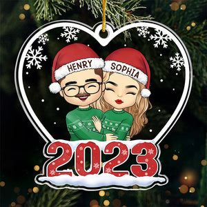 Sorry But You're Stuck With Me Now - Couple Personalized Custom Ornament - Acrylic Custom Shaped - Christmas Gift For Husband Wife, Anniversary