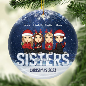 Noël, c'est la famille ! Décoration personnalisée pour la famille - Forme ronde en céramique - Cadeau de Noël pour les membres de la famille