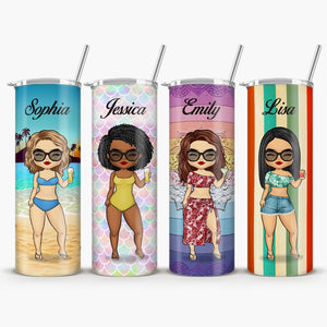 Sun Sand And Besties - Gobelet fin personnalisé Bestie - Cadeau pour meilleures amies, meilleures amies, sœurs
