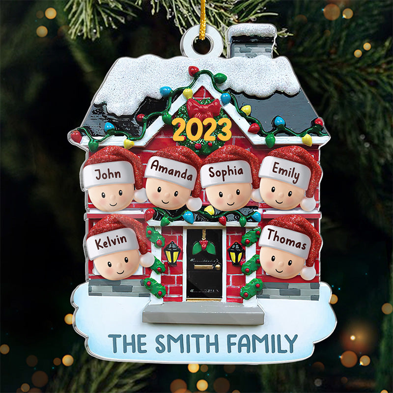 La joie de Noël se retrouve en famille - Décoration personnalisée pour la famille - Forme personnalisée en acrylique - Cadeau de Noël pour les membres de la famille