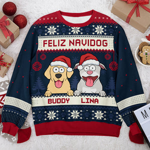 Joyeux Noël ! Sweat-shirt personnalisé pour chien, moche et personnalisé ! Pull unisexe en laine ! Cadeau de Noël pour les propriétaires et les amoureux des animaux.