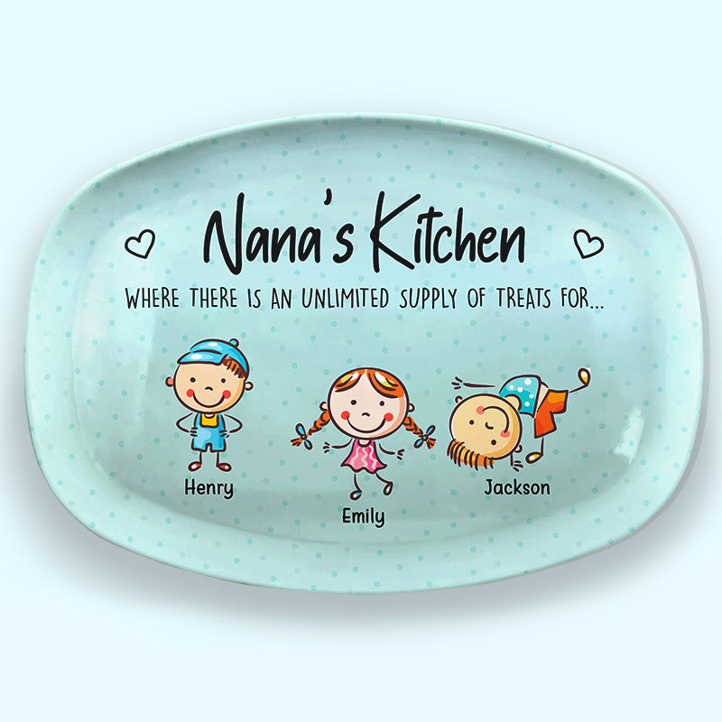 Kitchen Where Memories Are Made And Grandkids Are Spoiled - Family Personalized Custom Platter - Birthday Gift For Grandma