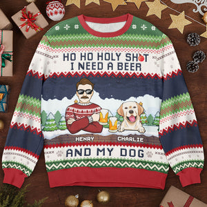 We Need A Beer And Our Cats - Dog & Cat Personalized Custom Ugly Sweatshirt - Unisex Wool Jumper - Christmas Gift For Husband Wife, Pet Owners, Pet Lovers