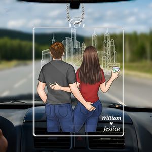 Meilleurs voyages en voiture avec vous - Ornement de voiture personnalisé pour couple - Forme personnalisée en acrylique - Cadeau pour mari et femme, anniversaire