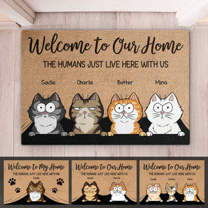 Entrez avec un cœur joyeux - Tapis décoratif personnalisé pour chat - Cadeau pour propriétaires d'animaux et amoureux des animaux