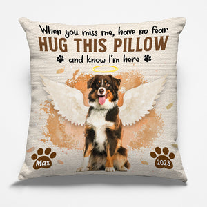 Photo personnalisée « Je suis là dans ton cœur » - Coussin personnalisé commémoratif - Cadeau de condoléances pour les propriétaires d'animaux et les amoureux des animaux