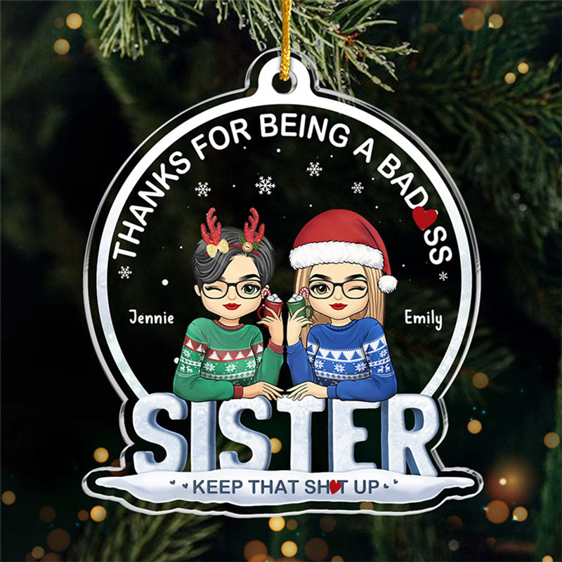 Merci d'être mes meilleures amies - Ornement personnalisé Bestie - Forme personnalisée en acrylique - Cadeau de Noël pour meilleures amies, meilleures amies, sœurs