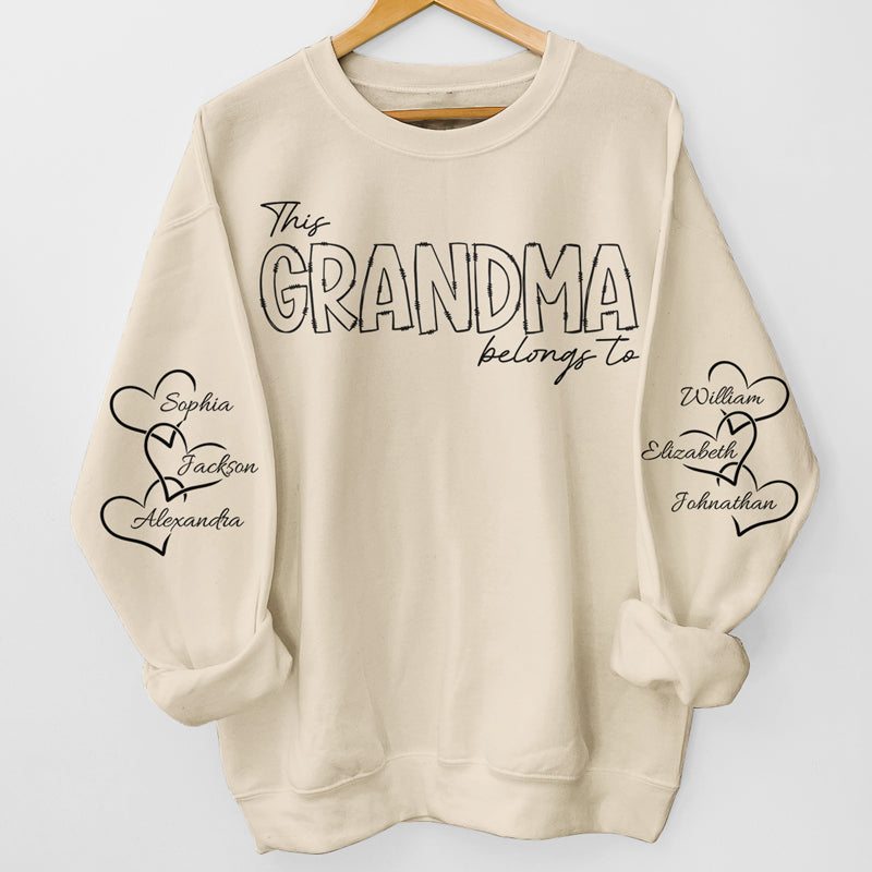 Cette grand-mère appartient à - Sweat-shirt unisexe personnalisé avec motif sur la manche - Cadeau de Noël pour grand-mère