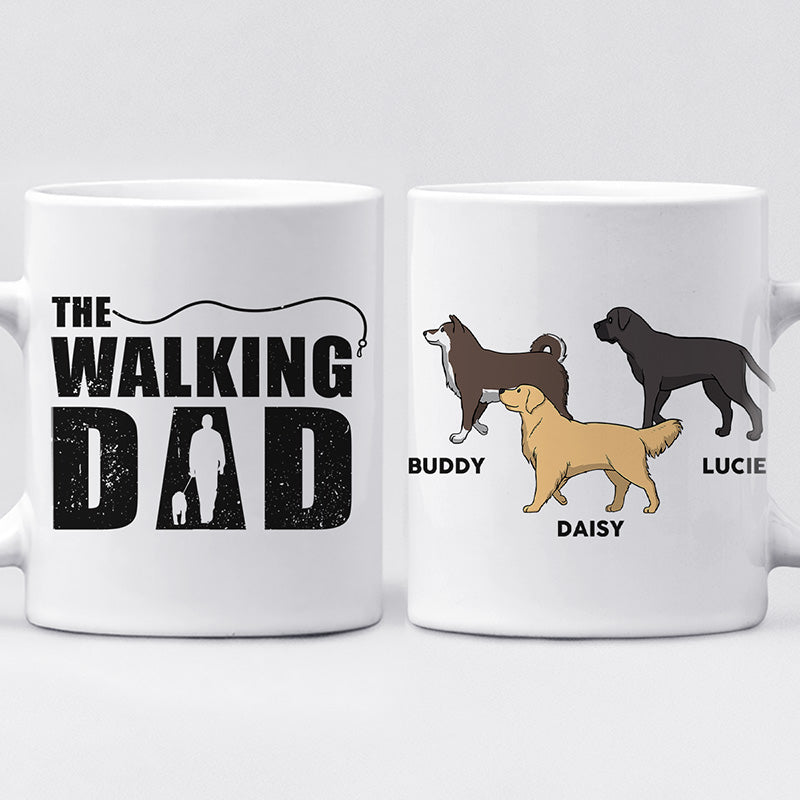 Mug personnalisé « The Walking Dad » avec chien – Cadeau pour les propriétaires et les amoureux des animaux