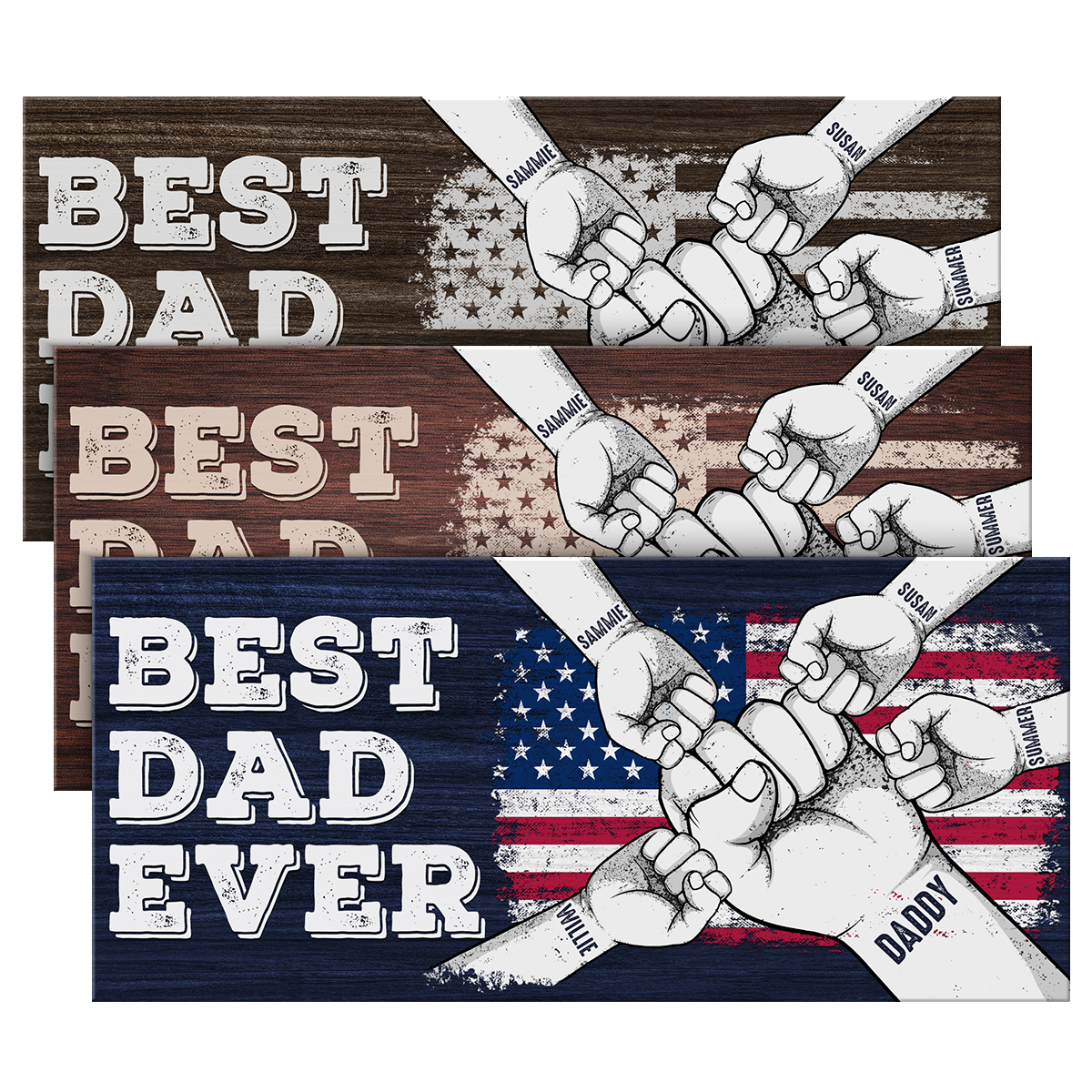 Meilleur papa de tous les temps - Panneau rectangulaire personnalisé en bois pour décoration d'intérieur - Cadeau de fête des pères, de pendaison de crémaillère pour papa