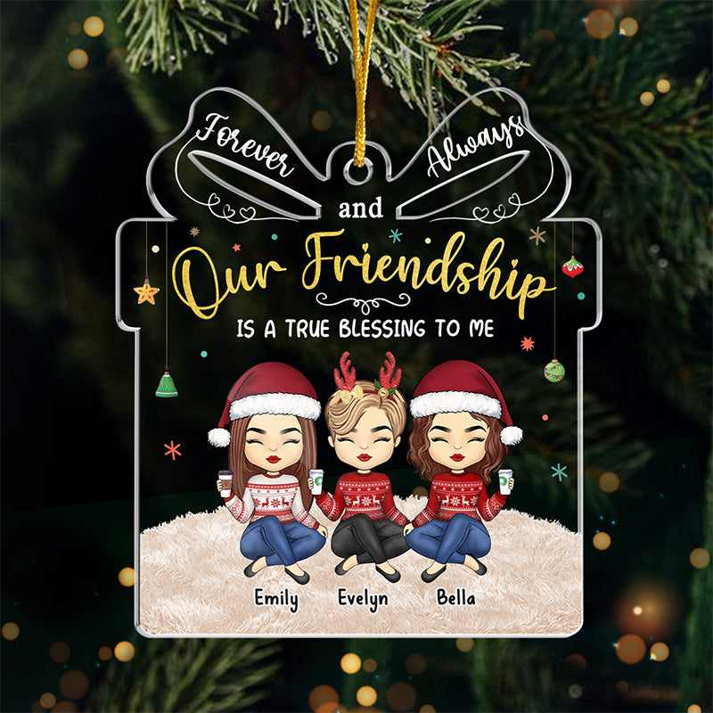 Nous serons toujours amis - Décoration personnalisée Bestie - Boîte cadeau en acrylique en forme de boîte - Cadeau de Noël pour meilleures amies, meilleures amies, sœurs