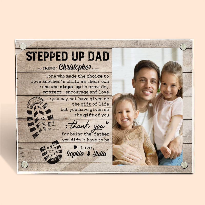 Merci Papa, tu as progressé ! Cadre photo magnétique personnalisé en acrylique pour la famille ! Cadeau pour la fête des pères et l'anniversaire de papa