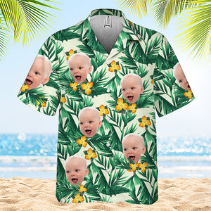 Custom Photo Colorful Tropical Flowers And Leaves Pattern - Family Personalized Custom Unisex Tropical Hawaiian Aloha Shirt - Summer Vacation Gift, Gift For Family Members