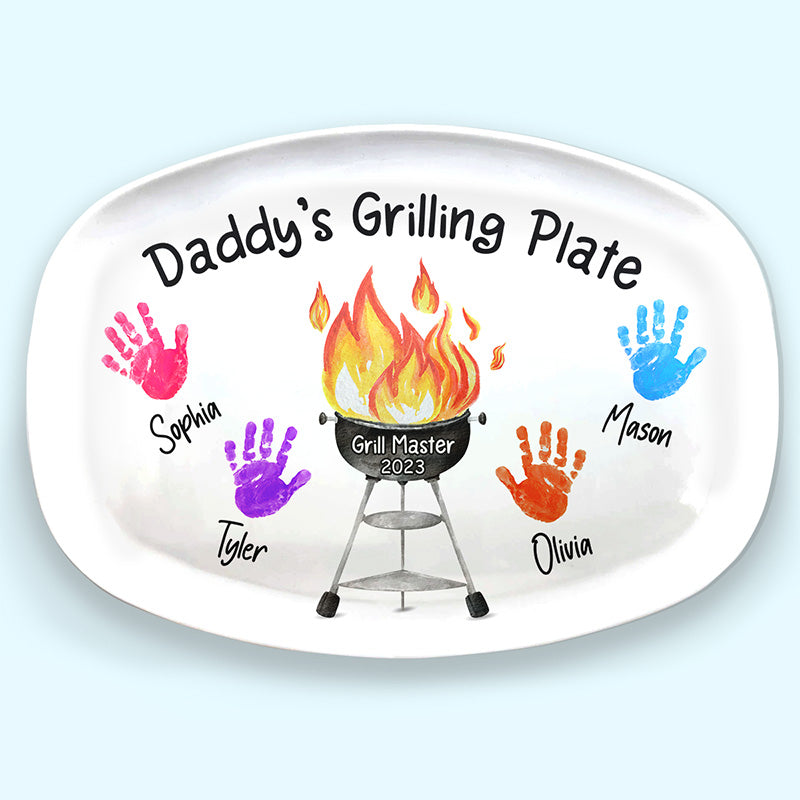 Best Dad's Grilling Plate - Family Personalized Custom Platter - Father's Day, Birthday Gift For Dad