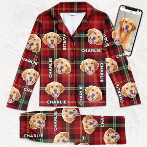 Pyjama personnalisé avec photo de carlins et de bisous - Cadeau de Noël pour les propriétaires et les amoureux des animaux