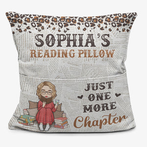 Coussin de lecture « Juste un chapitre de plus » – Coussin de poche personnalisé – Cadeau pour les amoureux des livres