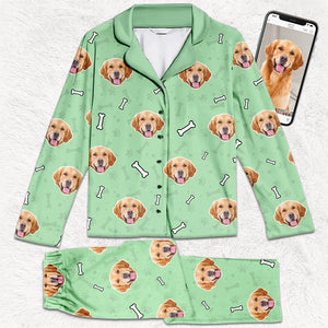 Custom Photo Love Is A Four Legged Word - Dog & Cat Personalized Custom Face Photo Pajamas - Christmas Gift For Pet Owners, Pet Lovers