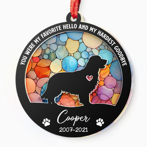 Tu nous manqueras pour le reste de notre vie - Ornement attrape-soleil personnalisé commémoratif - Forme ronde en acrylique - Cadeau de condoléances pour les propriétaires d'animaux de compagnie, les amoureux des animaux
