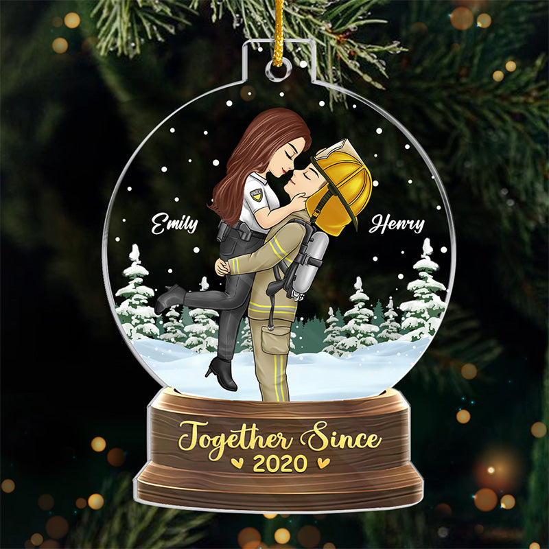 Ensemble, c'est un endroit merveilleux où être - Ornement personnalisé pour couple - Boule à neige en acrylique - Cadeau de Noël pour mari, femme, anniversaire, professions