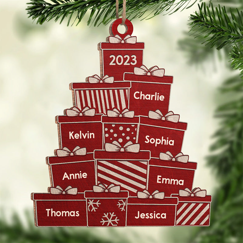 Joy To The World - Ornement personnalisé pour la famille - Forme en bois personnalisée - Cadeau de Noël pour les membres de la famille