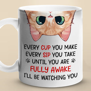 Je te surveillerai - Mug personnalisé pour chat - Cadeau pour les propriétaires d'animaux et les amoureux des animaux