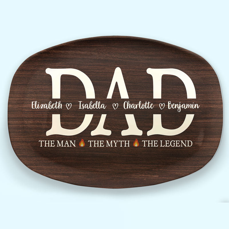 Papa l'homme le grill la légende - Plateau personnalisé familial - Cadeau de fête des pères, d'anniversaire pour papa