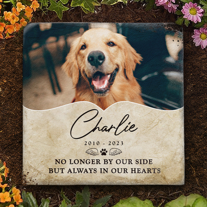 Photo personnalisée pour toujours dans nos cœurs - Pierre commémorative personnalisée pour chien et chat - Cadeau de condoléances, cadeau pour propriétaires d'animaux et amoureux des animaux