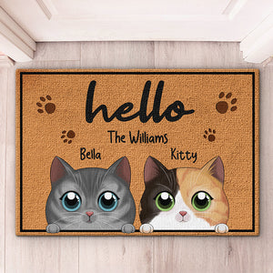 Bonjour les chats et les chatons ! Tapis décoratif personnalisé pour chat ! Cadeau pour les propriétaires et les amoureux des animaux.