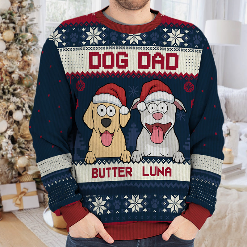 Fier d'être papa d'un chien - Sweat-shirt personnalisé pour chien - Pull en laine unisexe - Cadeau de Noël pour les propriétaires et les amoureux des animaux