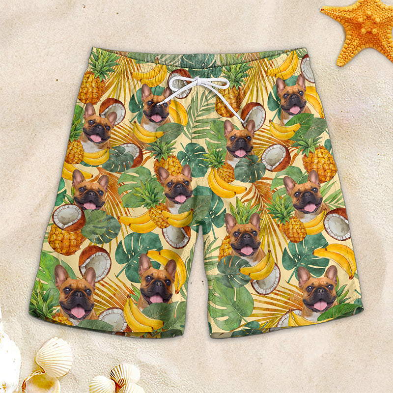 Short de plage hawaïen personnalisé avec photo « A Little Vitamin Sea » pour chien et chat, motif tropical Aloha, pour homme - Cadeau idéal pour les vacances d'été, les anniversaires et les amoureux des animaux.