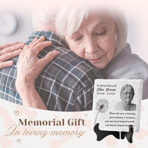 Photo personnalisée « Votre vie a été une bénédiction » - Plaque commémorative personnalisée en céramique de forme carrée avec support - Cadeau de condoléances, cadeau pour les membres de la famille