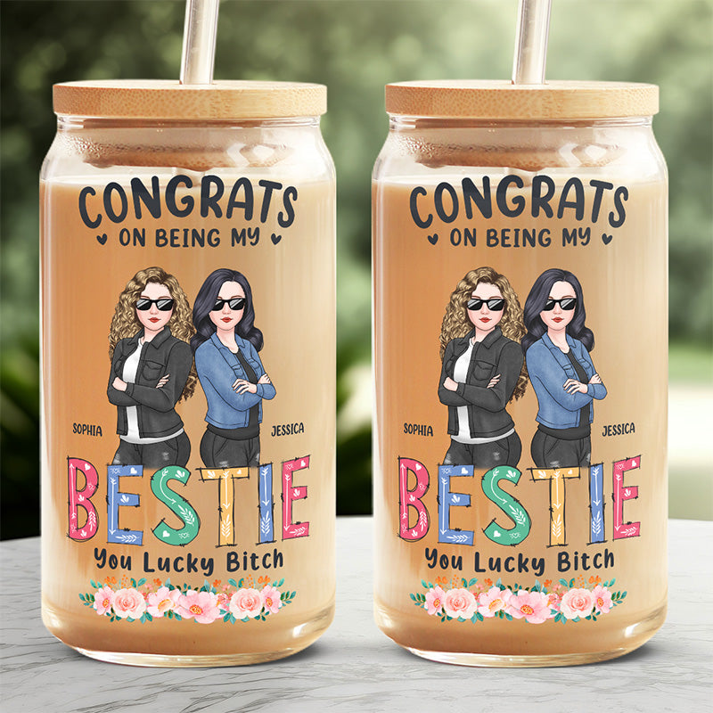 Tu as tellement de chance d'avoir une sœur comme moi - Tasse en verre personnalisée Bestie, tasse à café glacé - Cadeau pour meilleures amies, BFF, sœurs