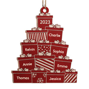 Joy To The World - Ornement personnalisé pour la famille - Forme en bois personnalisée - Cadeau de Noël pour les membres de la famille
