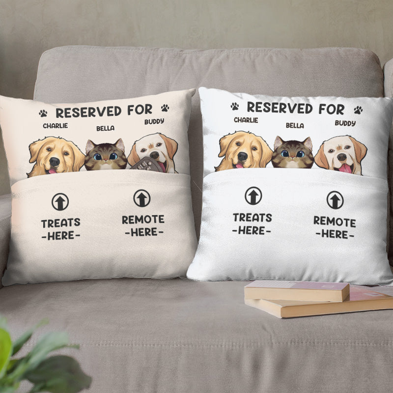 Le bonheur est dans nos compagnons à quatre pattes - Coussin de poche personnalisé pour chien et chat - Cadeau pour propriétaires et amoureux des animaux