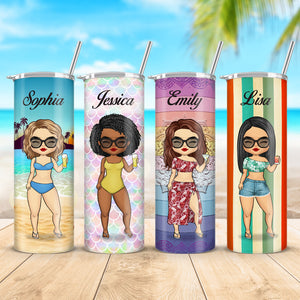 Sun Sand And Besties - Gobelet fin personnalisé Bestie - Cadeau pour meilleures amies, meilleures amies, sœurs