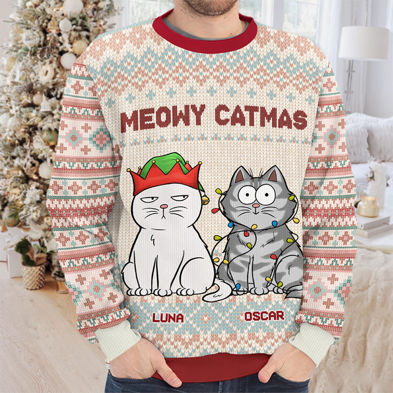Père Noël, arrêtez-vous ici ! Sweat-shirt personnalisé pour chien et chat, en laine, unisexe, cadeau de Noël pour les propriétaires et les amoureux des animaux.