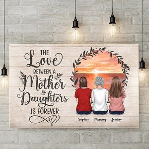 Mère et enfants unis pour toujours - Toile horizontale personnalisée pour la famille - Cadeau de fête des mères, d'anniversaire pour maman
