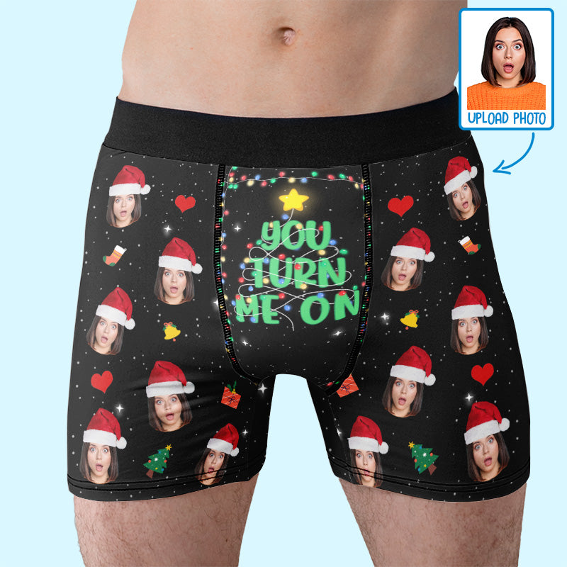 Photo personnalisée « Tu m'excites » - Boxer personnalisé humoristique, boxer pour homme - Cadeau de Noël pour petit ami, mari, anniversaire
