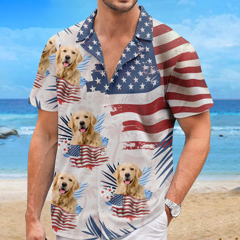 T-shirt hawaïen tropical patriotique unisexe personnalisé pour chien et chat : « L'été est un état d'esprit » - Cadeau pour les vacances d'été, pour les propriétaires d'animaux et les amoureux des animaux.