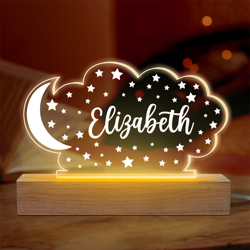 Belle Lune et Étoiles - Lampe LED 3D personnalisée en forme de cœur pour la famille - Cadeau pour la fête des mères, la baby shower ou la première maman