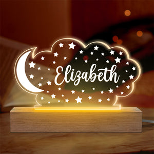 Belle Lune et Étoiles - Lampe LED 3D personnalisée en forme de cœur pour la famille - Cadeau pour la fête des mères, la baby shower ou la première maman
