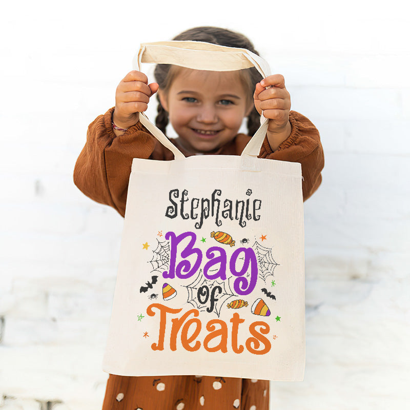 Sac de friandises - Sac fourre-tout personnalisé pour la famille - Cadeau d'Halloween pour enfant