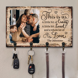Porte-clés rectangulaire personnalisé avec photo « Home Sweet Home » - Décoration d'intérieur personnalisée pour la famille - Cadeau de pendaison de crémaillère pour les membres de la famille