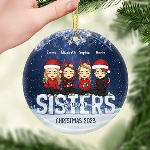 Noël, c'est la famille ! Décoration personnalisée pour la famille - Forme ronde en céramique - Cadeau de Noël pour les membres de la famille