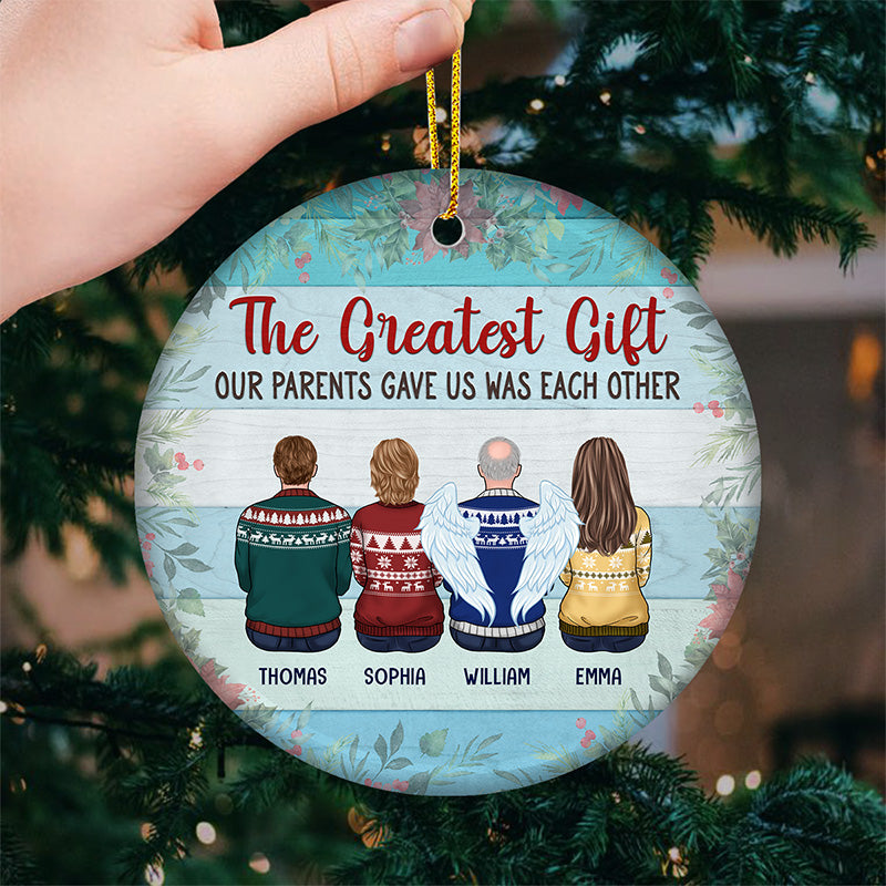 La famille est ma plus grande bénédiction terrestre - Ornement commémoratif personnalisé - Forme ronde en céramique - Cadeau de Noël, cadeau de condoléances pour les membres de la famille