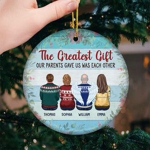 La famille est ma plus grande bénédiction terrestre - Ornement commémoratif personnalisé - Forme ronde en céramique - Cadeau de Noël, cadeau de condoléances pour les membres de la famille