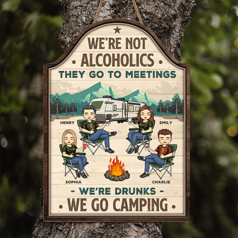 Notre campeur, l'amitié est gratuite - Panneau en bois personnalisé pour décoration d'intérieur - Cadeau de pendaison de crémaillère pour les meilleurs amis, les meilleures amies, les sœurs et les amateurs de camping